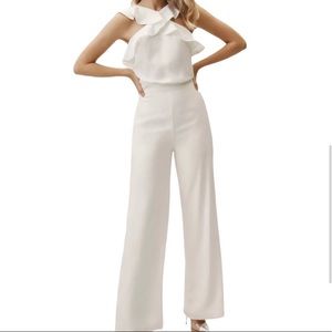 BHLDN Monique Lhuillier Bissell Jumpsuit in White Size 2 EUC